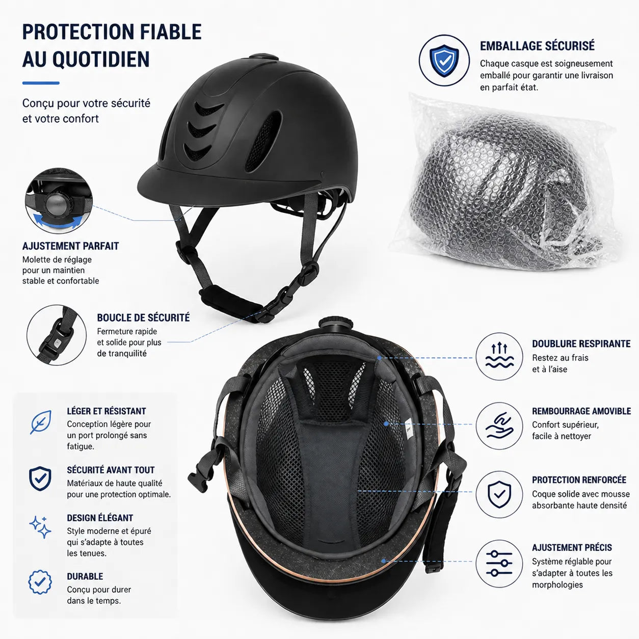 Casque équitation adulte ado double couche mousse EPS – Image 9