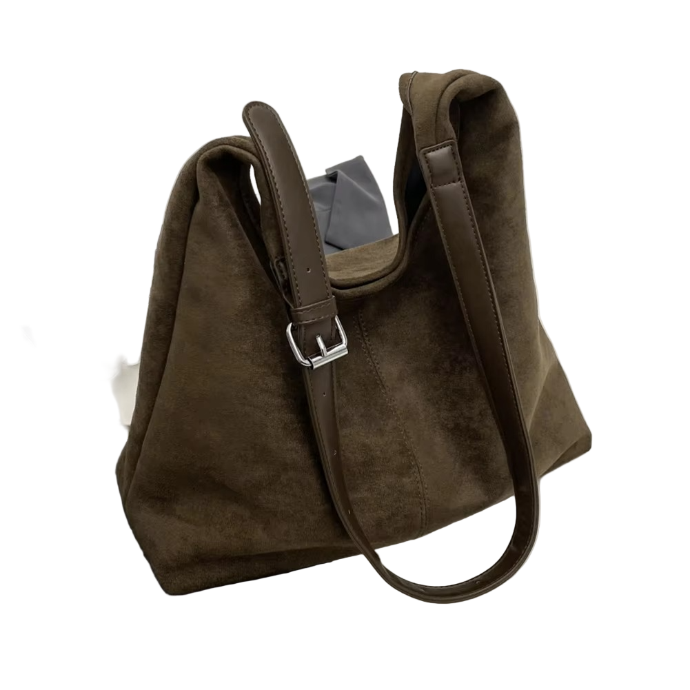 Sac à main femme daim design coffre poignée confortable – Image 3