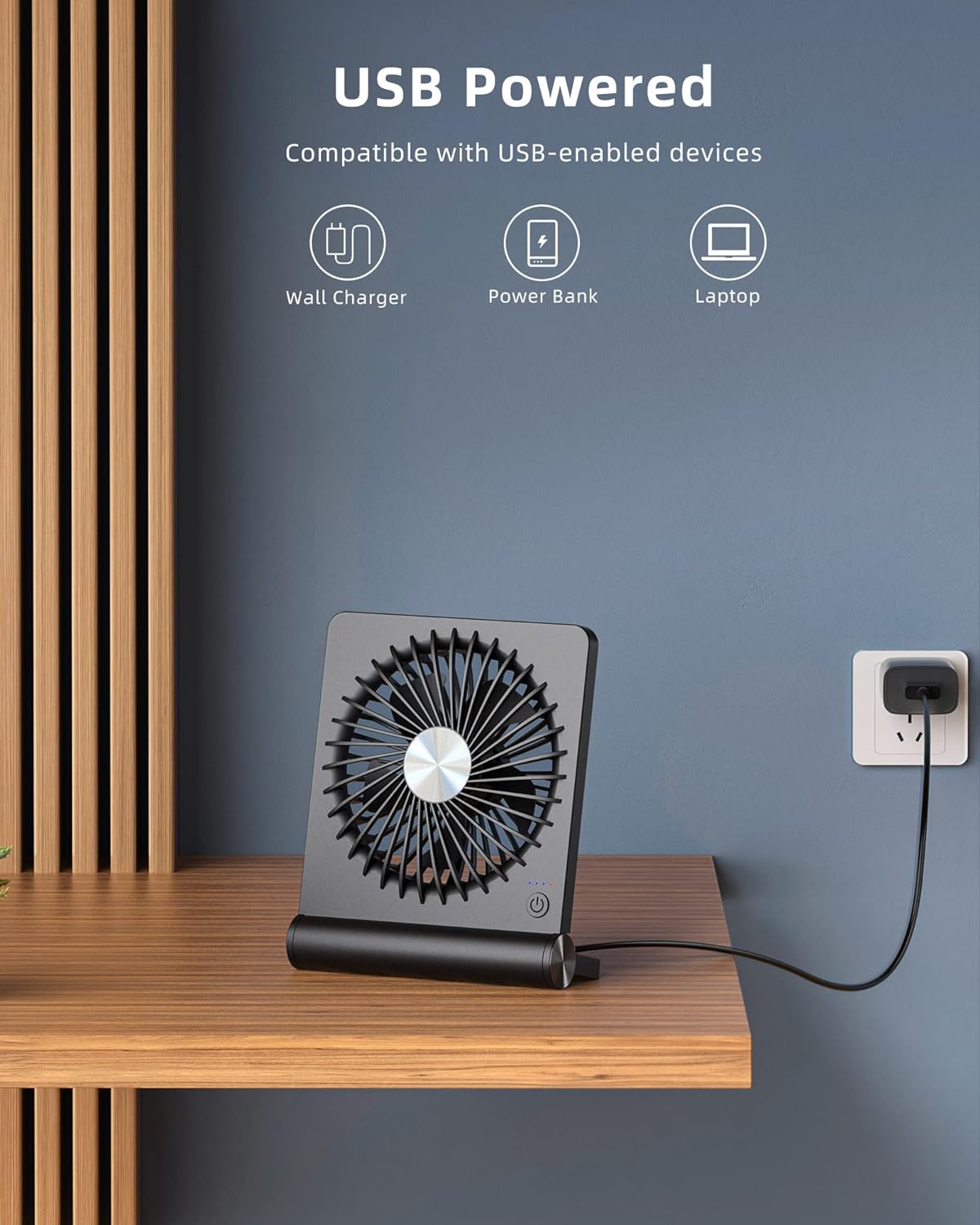 Ventilateur de bureau USB 30 dB 3 vitesses réglables – Image 3