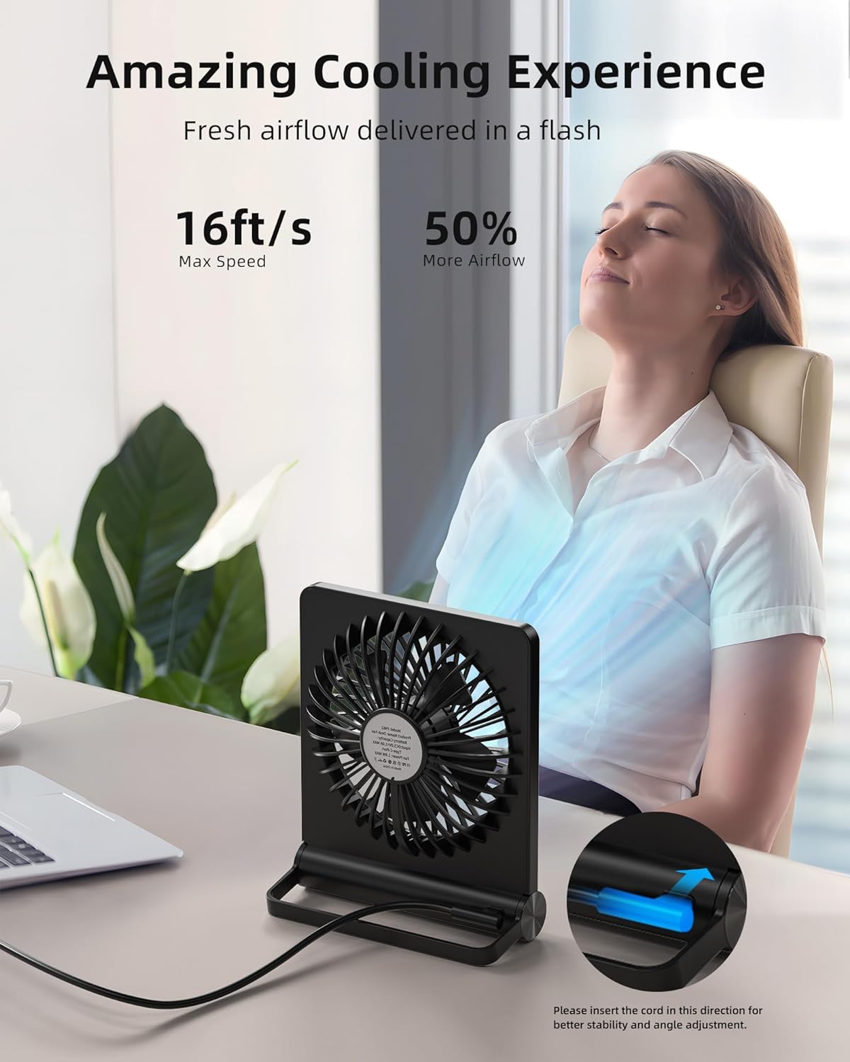 Ventilateur de bureau USB 30 dB 3 vitesses réglables – Image 4