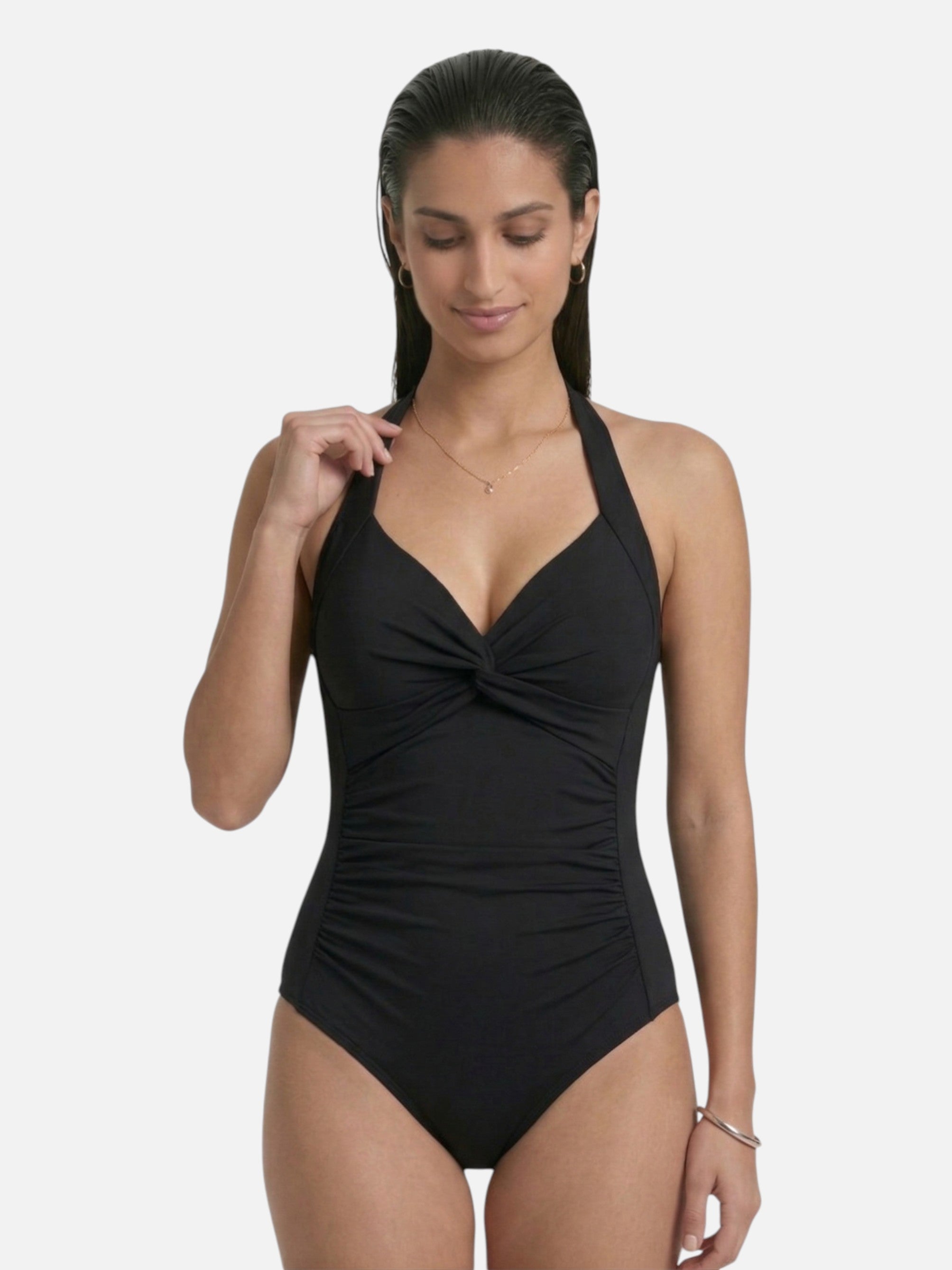 Maillot de bain une pièce femme col halter sculptant – Image 4