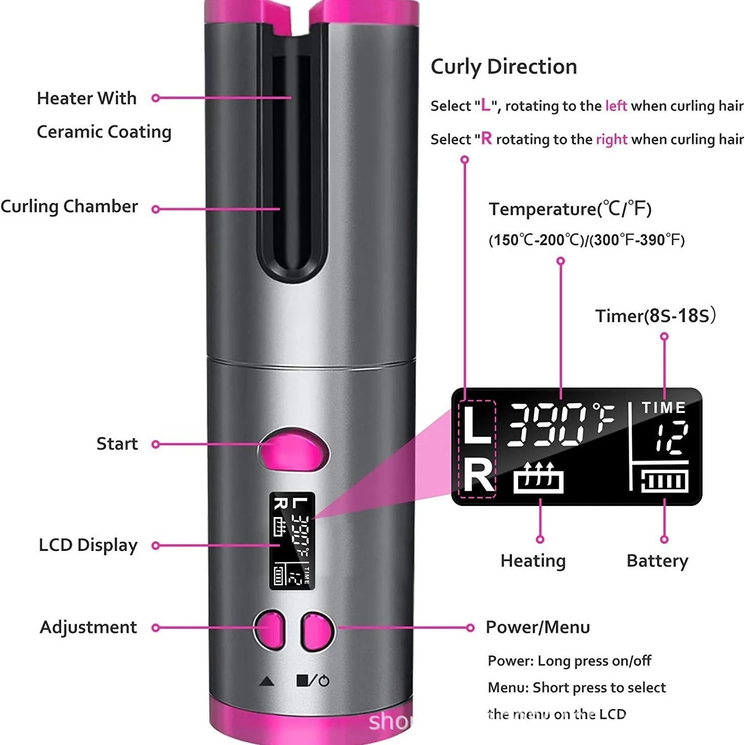 Fer à boucler sans fil rechargeable céramique rapide – Image 7