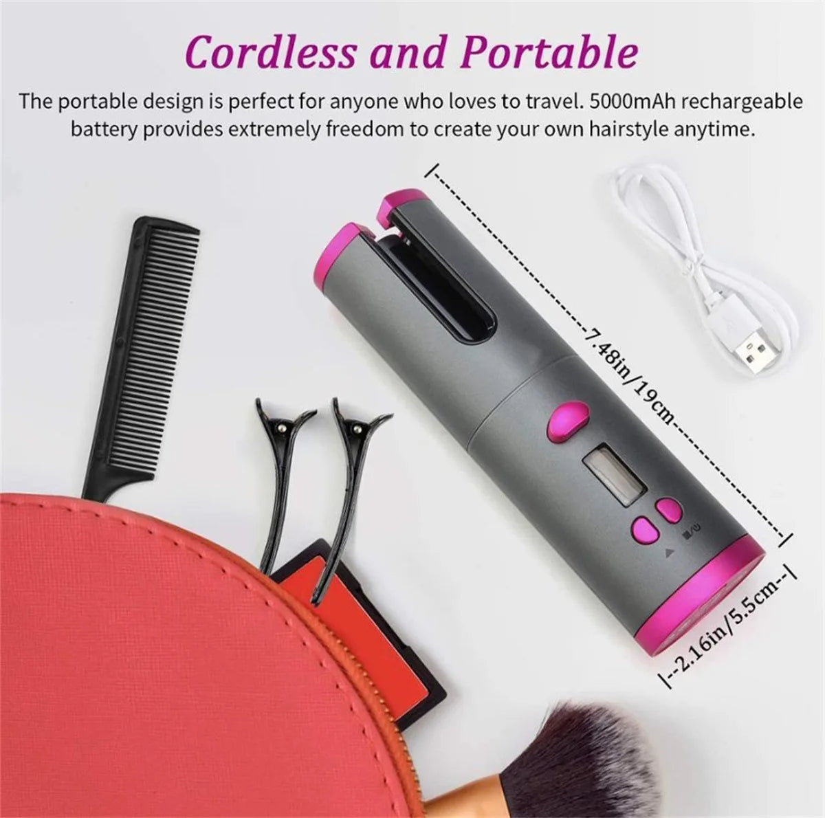 Fer à boucler sans fil rechargeable céramique rapide – Image 9