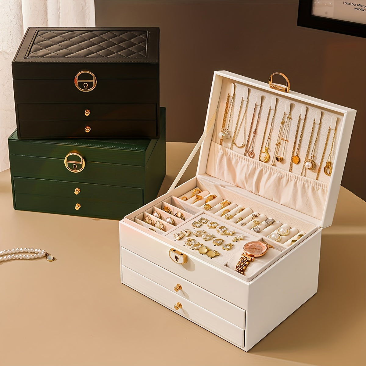 Boîte à bijoux en cuir multi-compartiments élégante – Image 4