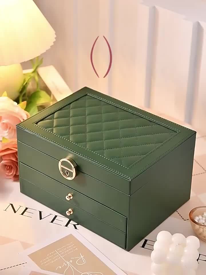Boîte à bijoux en cuir multi-compartiments élégante – Image 10