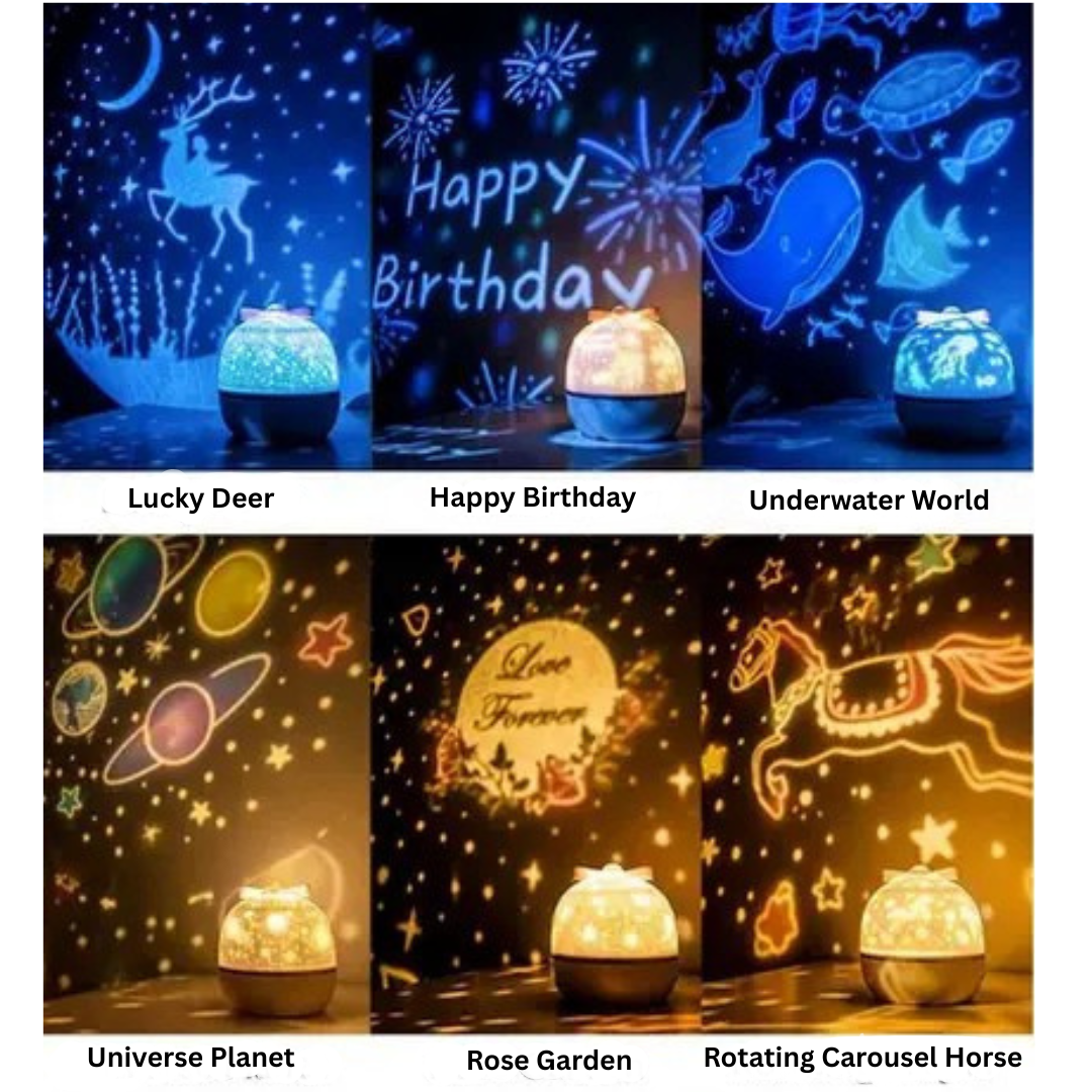 Veilleuse projecteur enfants rotation 360° films interchangeables – Image 11