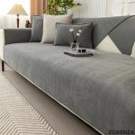 Housse de canapé chenille motif chevron lavable machine