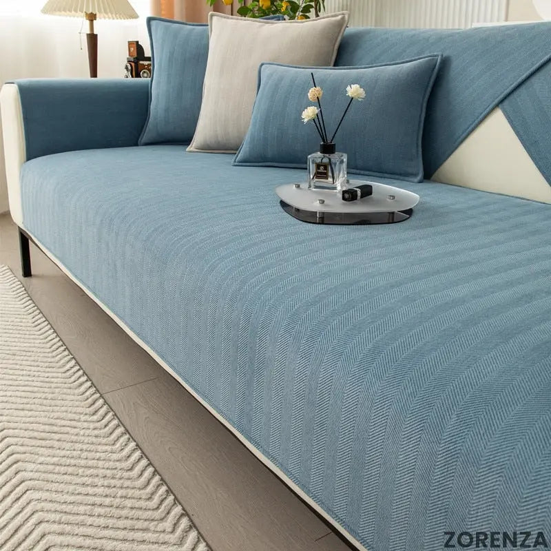 Housse de canapé chenille motif chevron lavable machine – Image 3