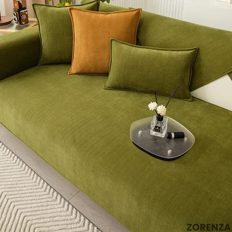 Housse de canapé chenille motif chevron lavable machine – Image 10