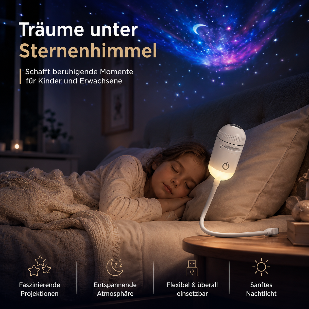 Projecteur galaxie veilleuse USB avec films interchangeables – Image 7