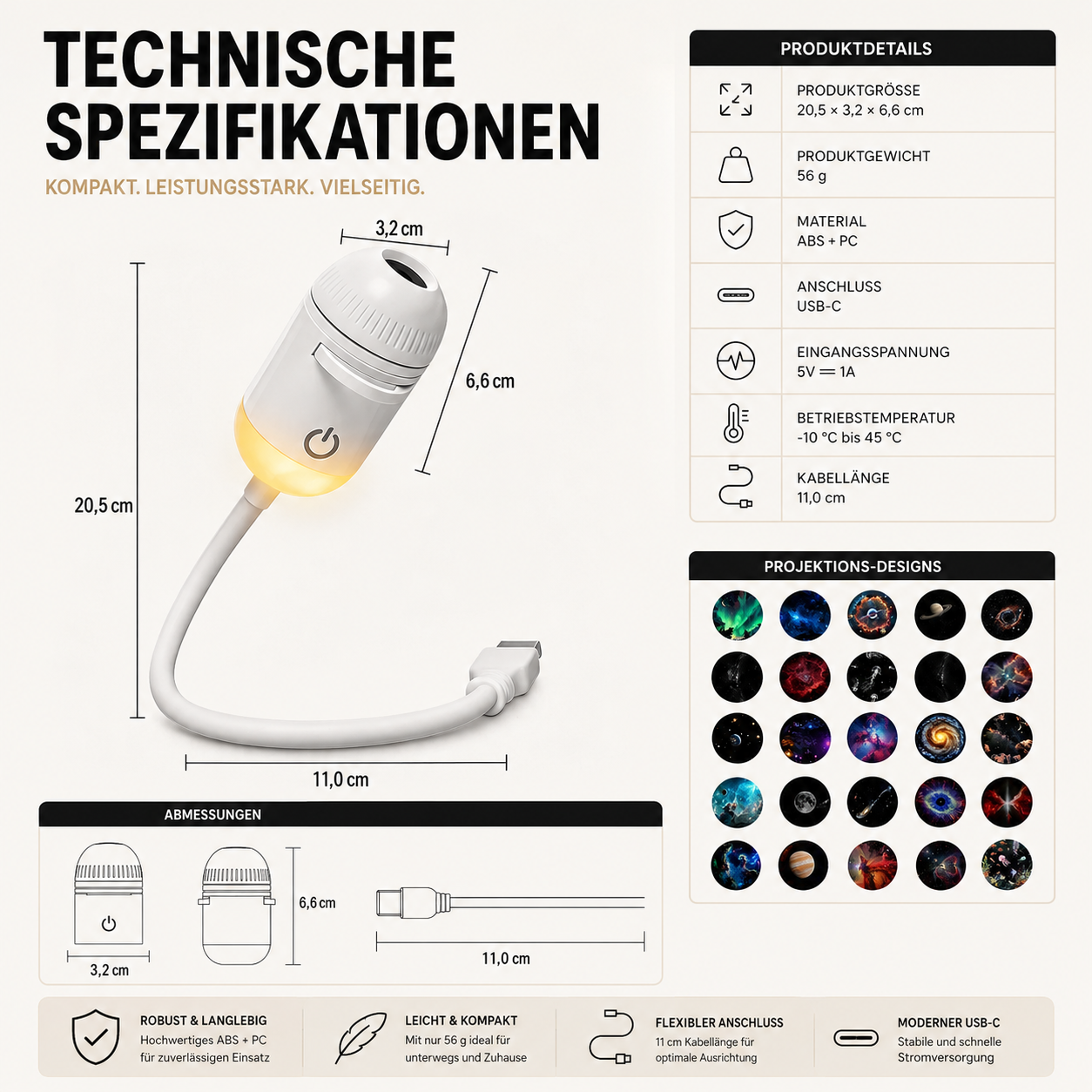 Projecteur galaxie veilleuse USB avec films interchangeables – Image 8