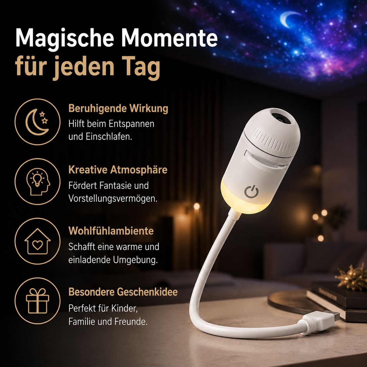Projecteur galaxie veilleuse USB avec films interchangeables – Image 6