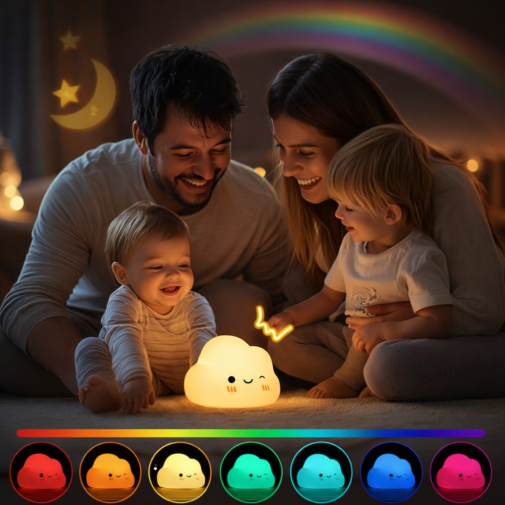 Veilleuse bébé nuage lumière douce rechargeable – Image 3