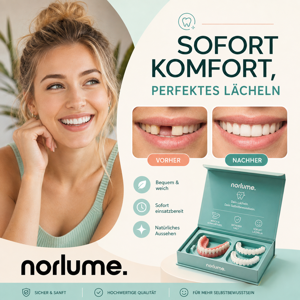 Prothèse dentaire silicone flexible confortable réutilisable – Image 2
