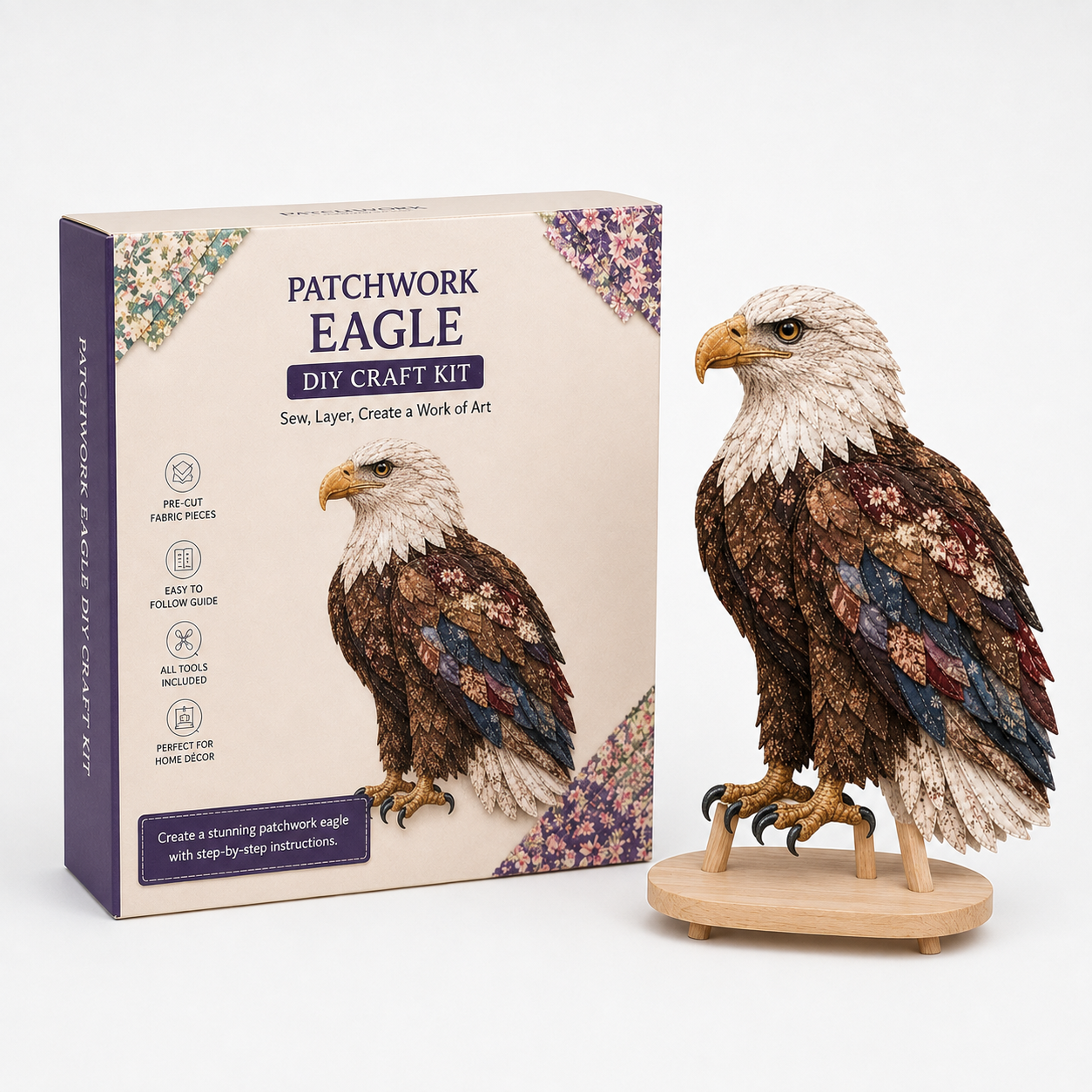 Kit de patchwork oiseau 3D avec support d'exposition – Image 11