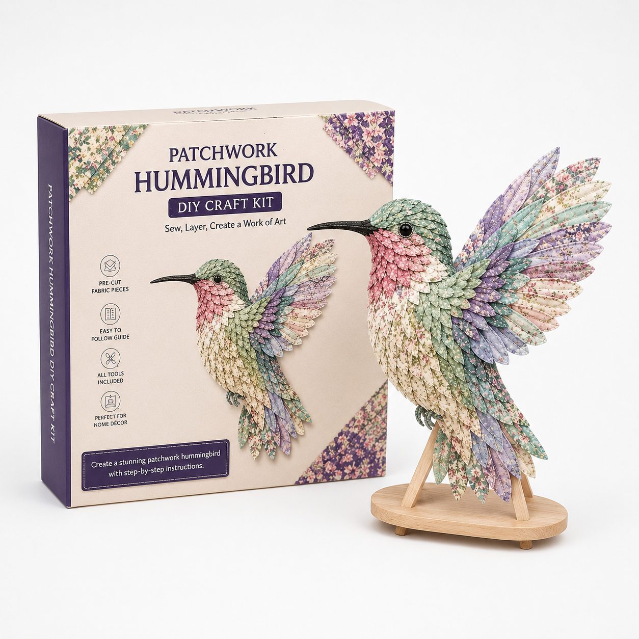 Kit de patchwork oiseau 3D avec support d'exposition – Image 2