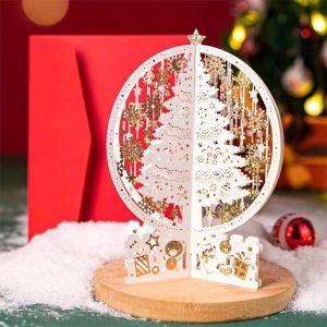 Carte de Noël pop-up 3D sapin découpe laser décoration