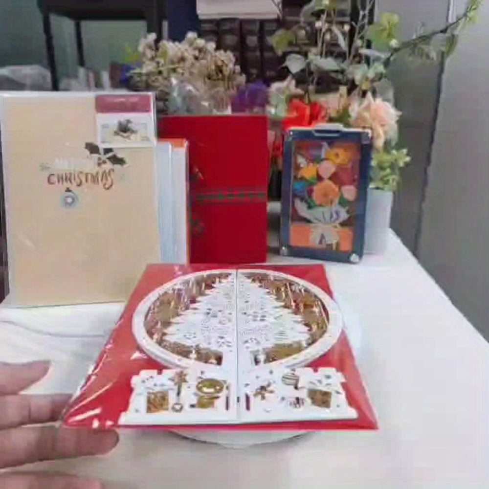 Carte de Noël pop-up 3D sapin découpe laser décoration – Image 8