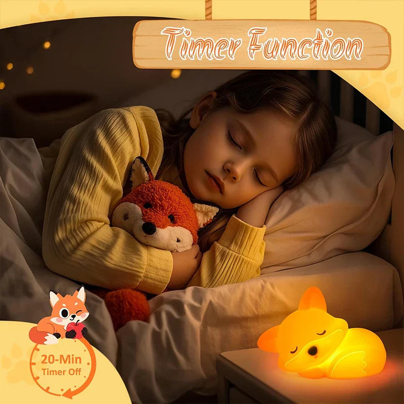 Veilleuse enfant renard silicone sans BPA lavable – Image 4