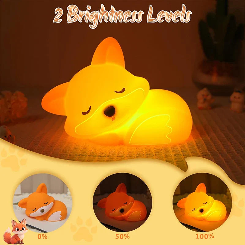 Veilleuse enfant renard silicone sans BPA lavable – Image 3
