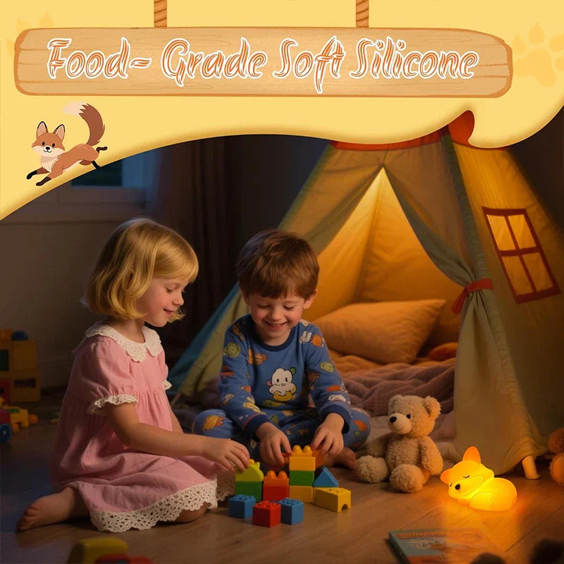 Veilleuse enfant renard silicone sans BPA lavable – Image 5