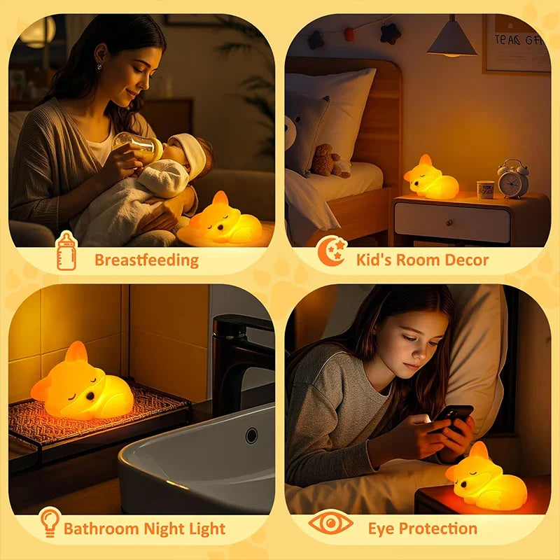 Veilleuse enfant renard silicone sans BPA lavable – Image 6