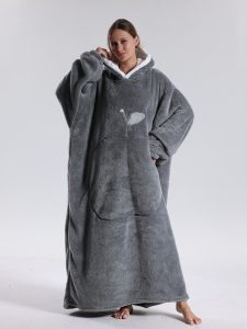 Pull plaid homme femme grande poche polyester doux