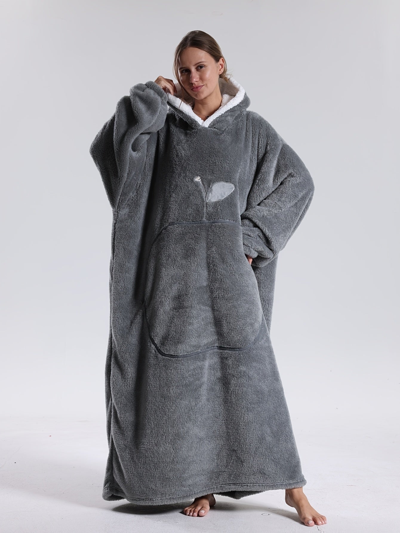 Pull plaid homme femme grande poche polyester doux