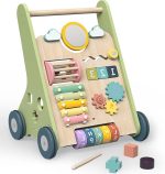 Chariot de marche bébé bois 10 activités résistance réglable