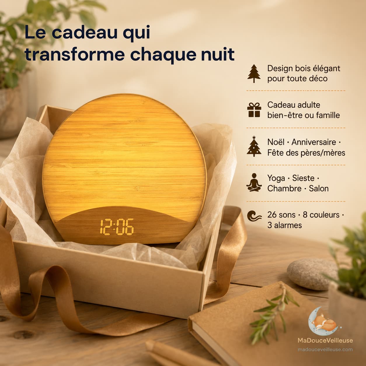 Réveil simulateur d'aube 26 sons nature veilleuse LED – Image 6