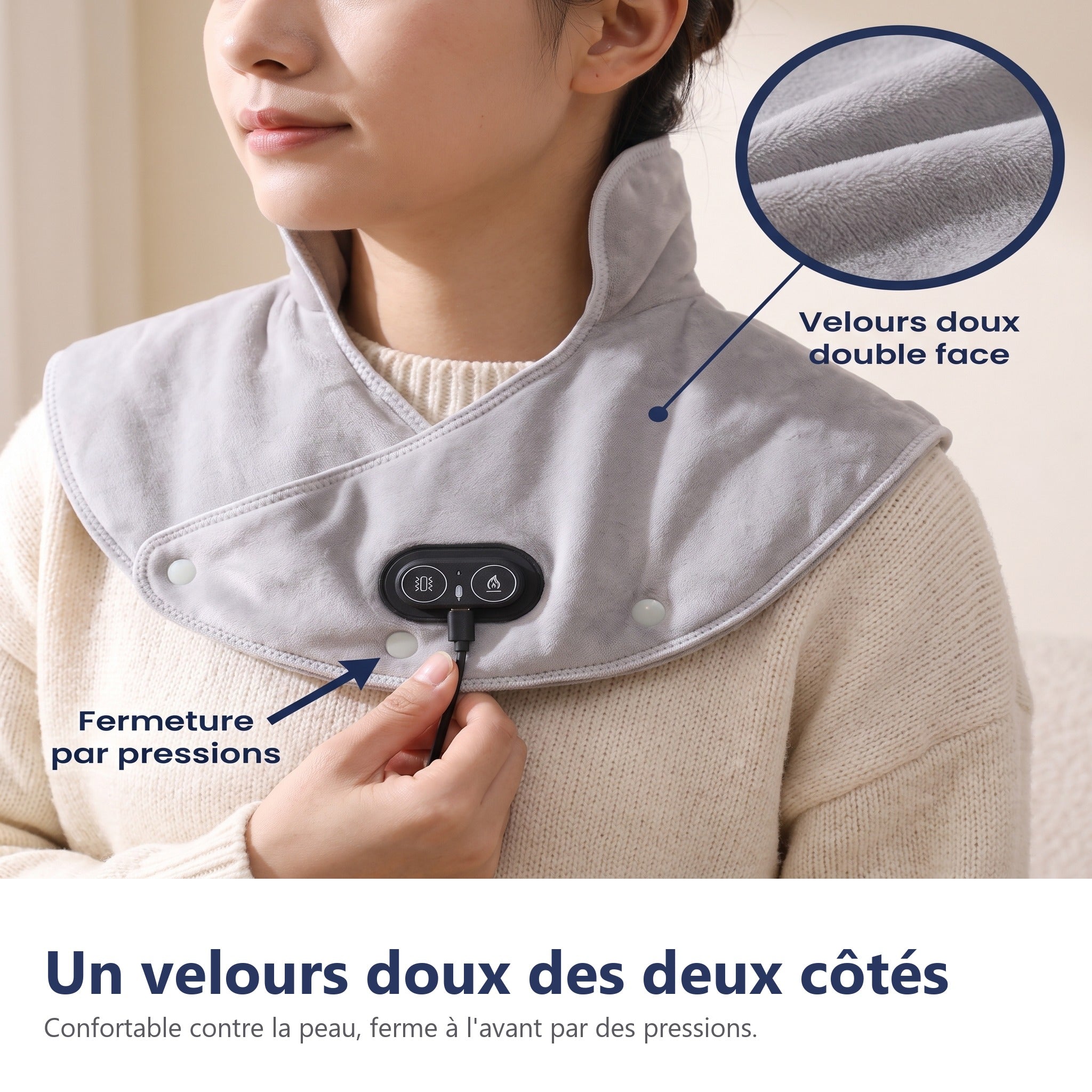 Châle chauffant USB 3 niveaux chaleur et massage – Image 6