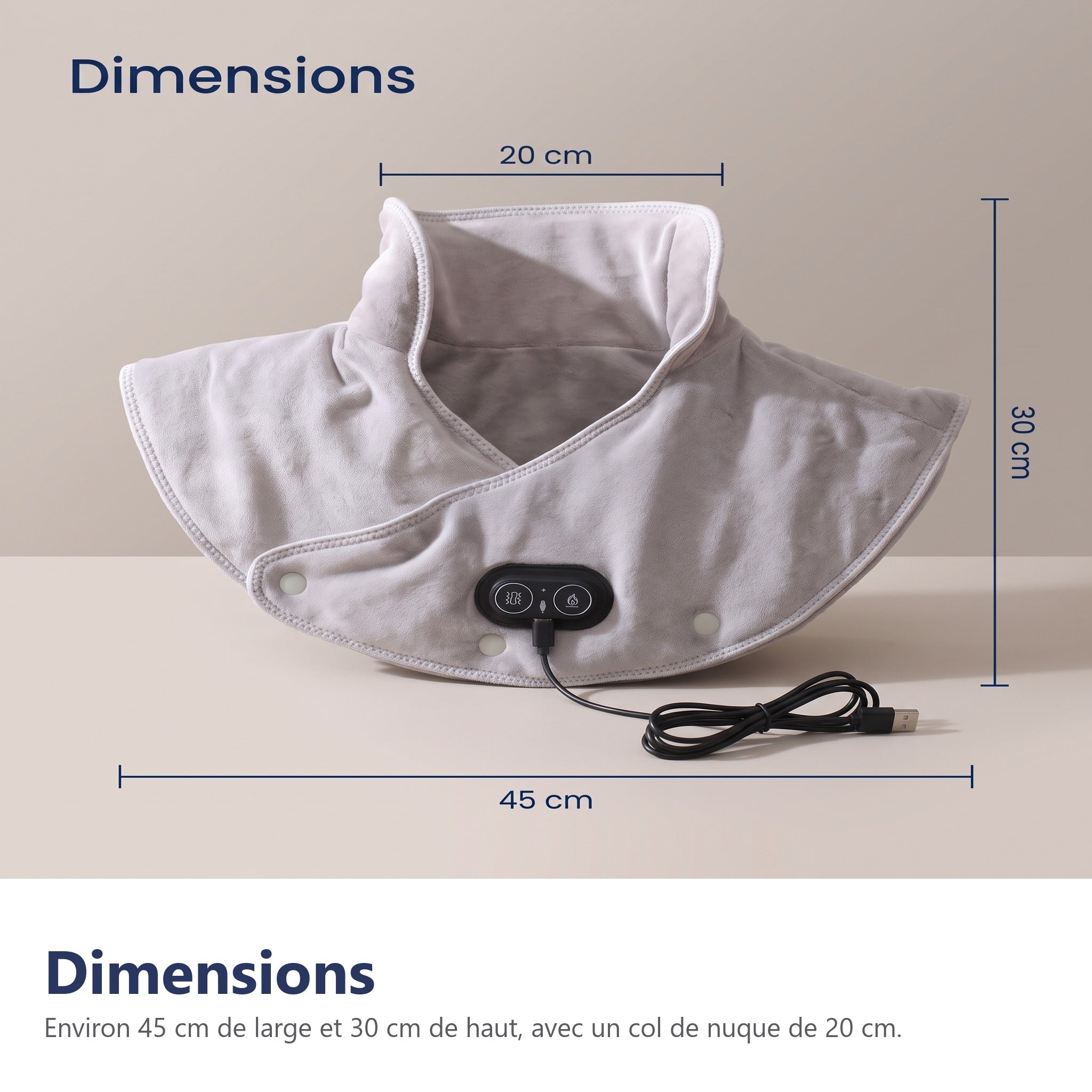Châle chauffant USB 3 niveaux chaleur et massage – Image 7