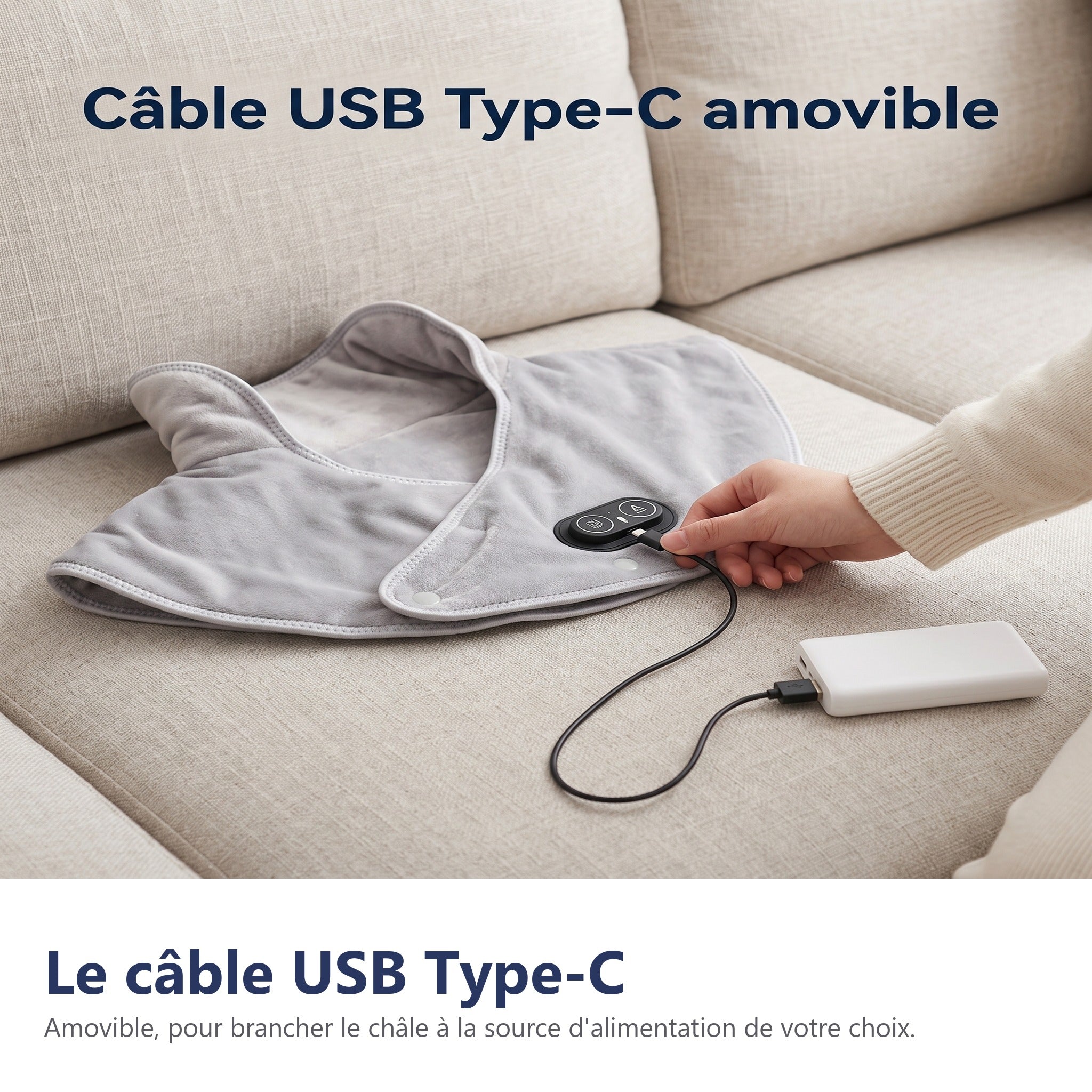 Châle chauffant USB 3 niveaux chaleur et massage – Image 12