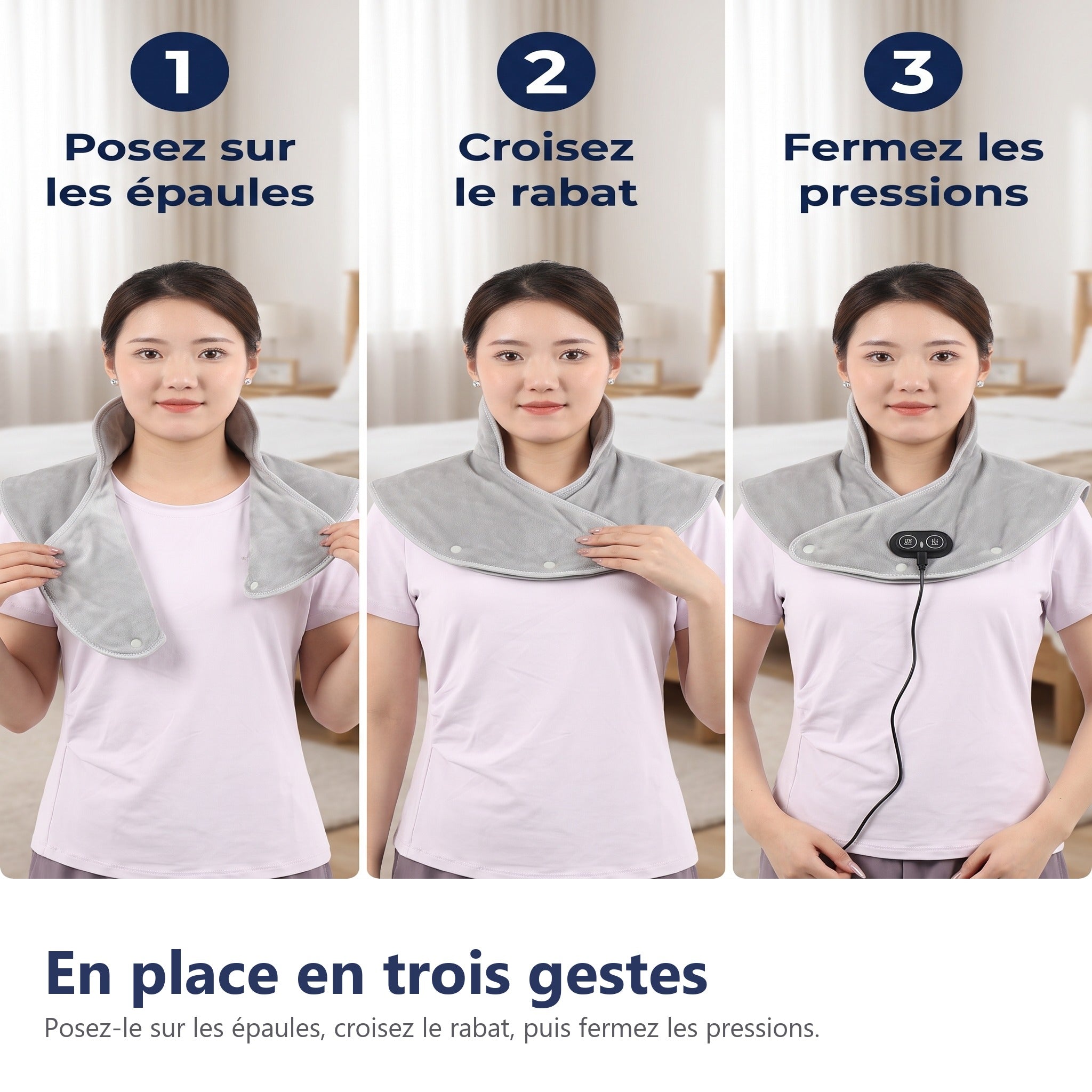 Châle chauffant USB 3 niveaux chaleur et massage – Image 10