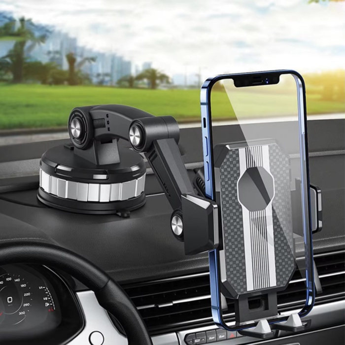 Car Phone Holder with Strong Suction Cup and 360° Rotation – One-Handed Cell Phone Mount for Car 0