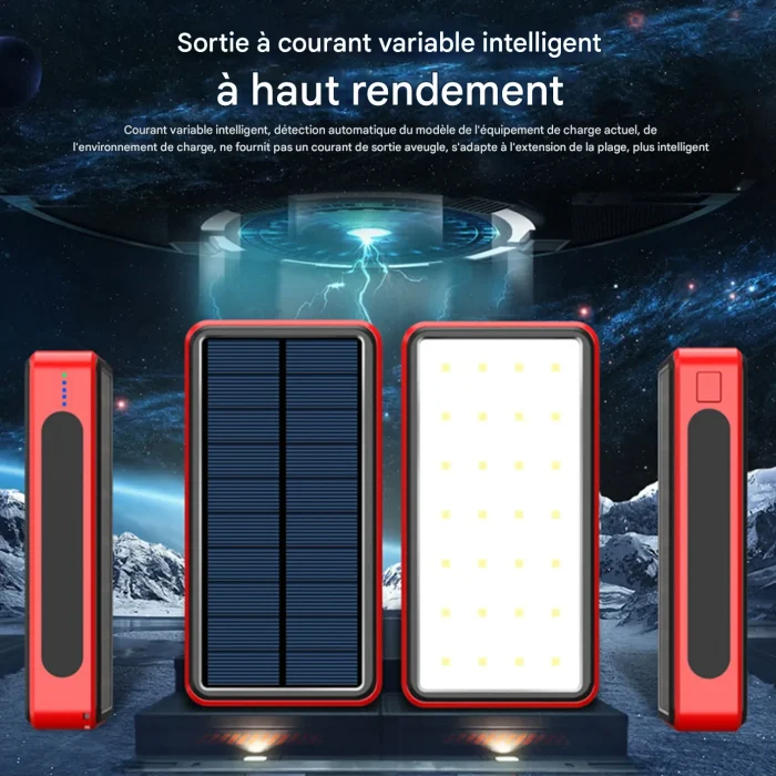 Power Bank Solaire 50000mAh Charge Rapide LED