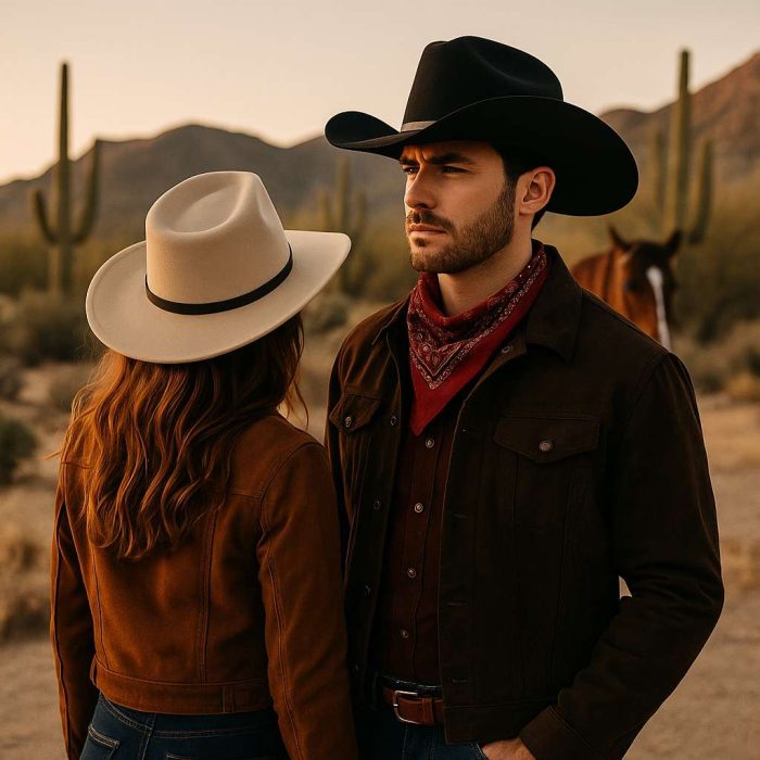 shooting_cowboy_couple_chapeaux_forme_identique